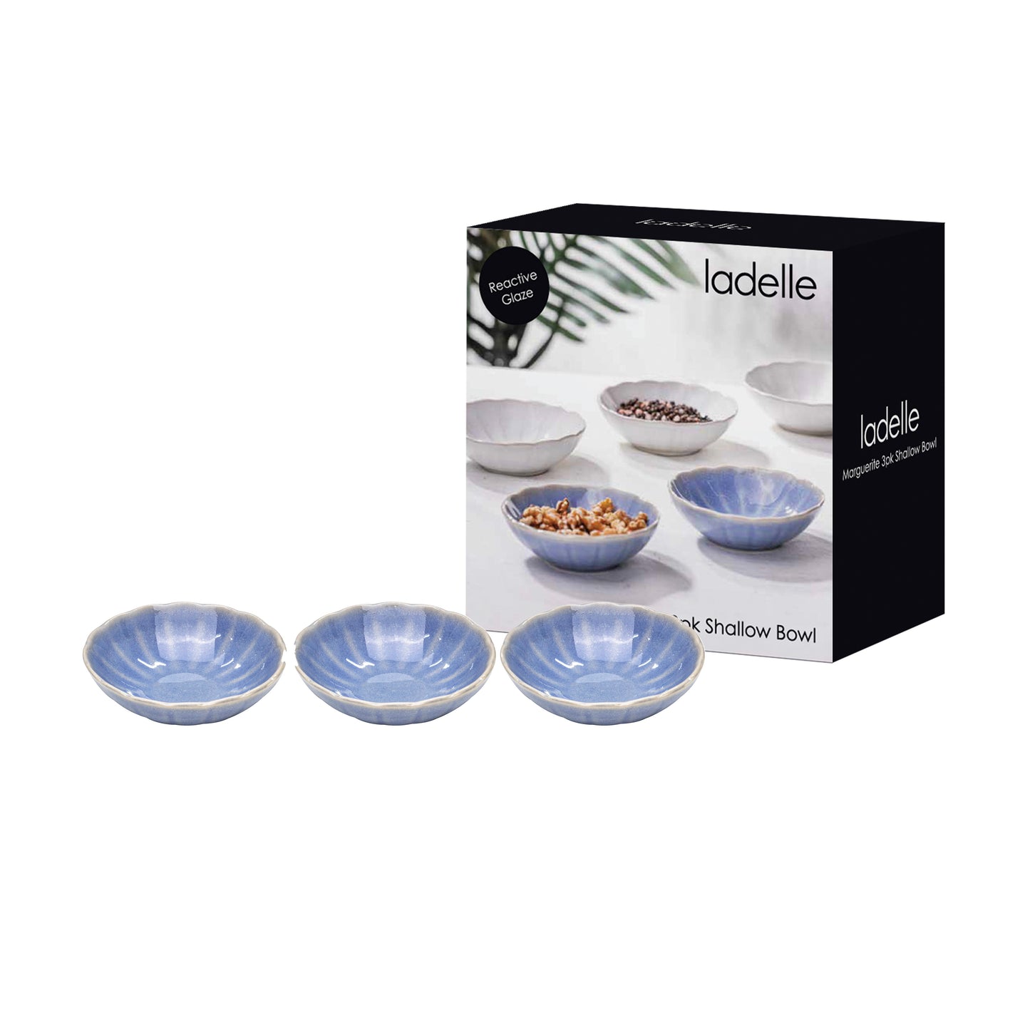 Marguerite Powder Blue 3pk Shallow Bowl