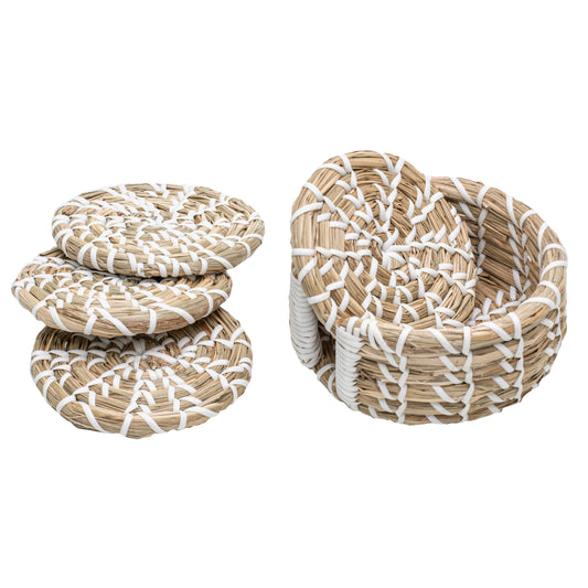 Seagrass Woven White Holder 4pk Coaster